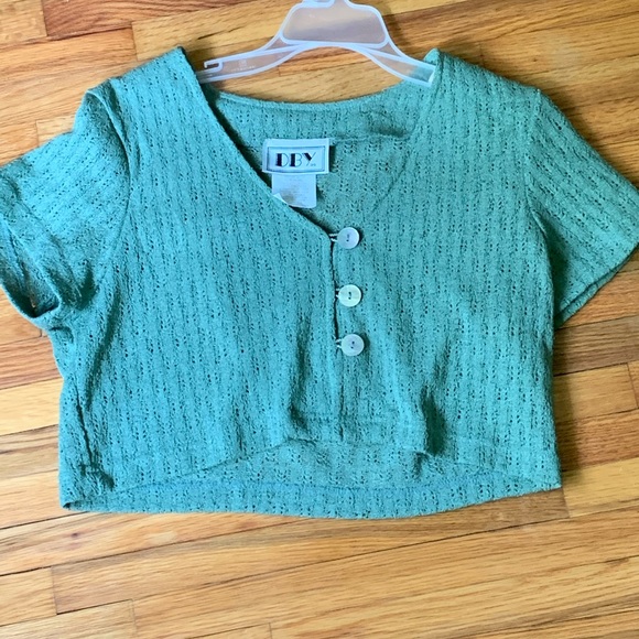 (NOT FOR SALE)Green Lace Vintage Buttoned Crop-Top - Picture 1 of 5